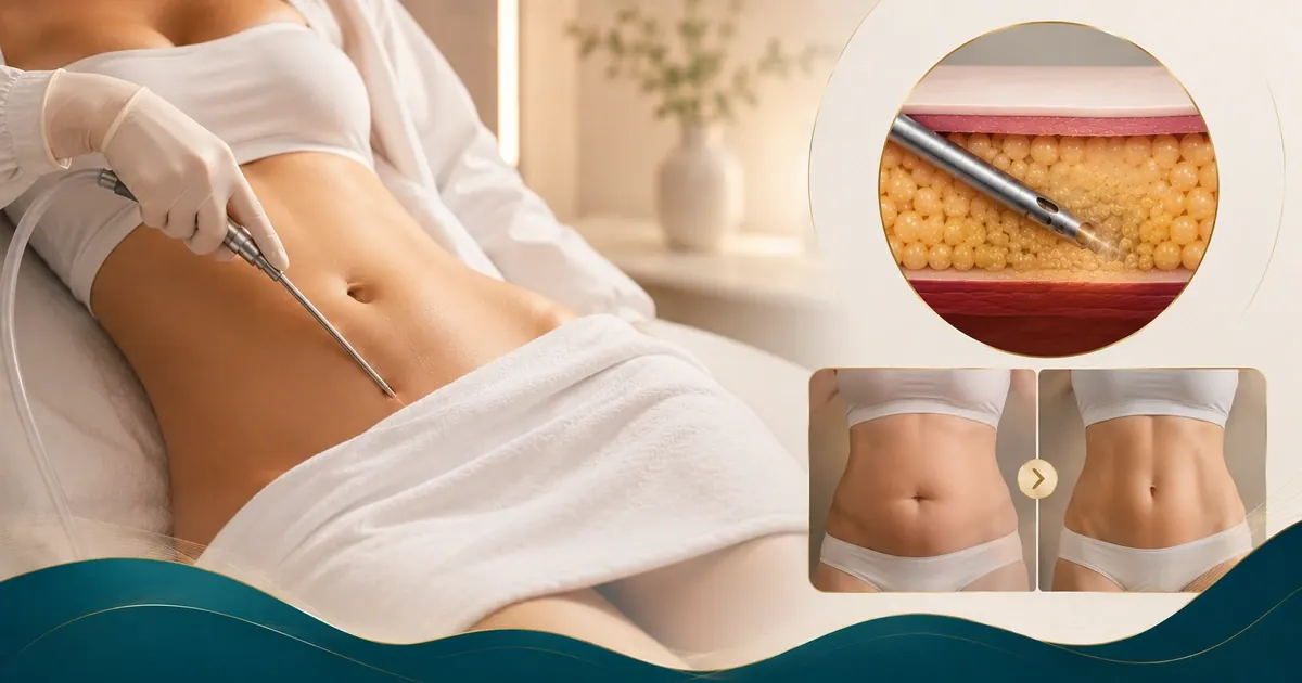 Abdomen and stomach liposuction treatment areas - upper abdomen, lower abdomen and flanks