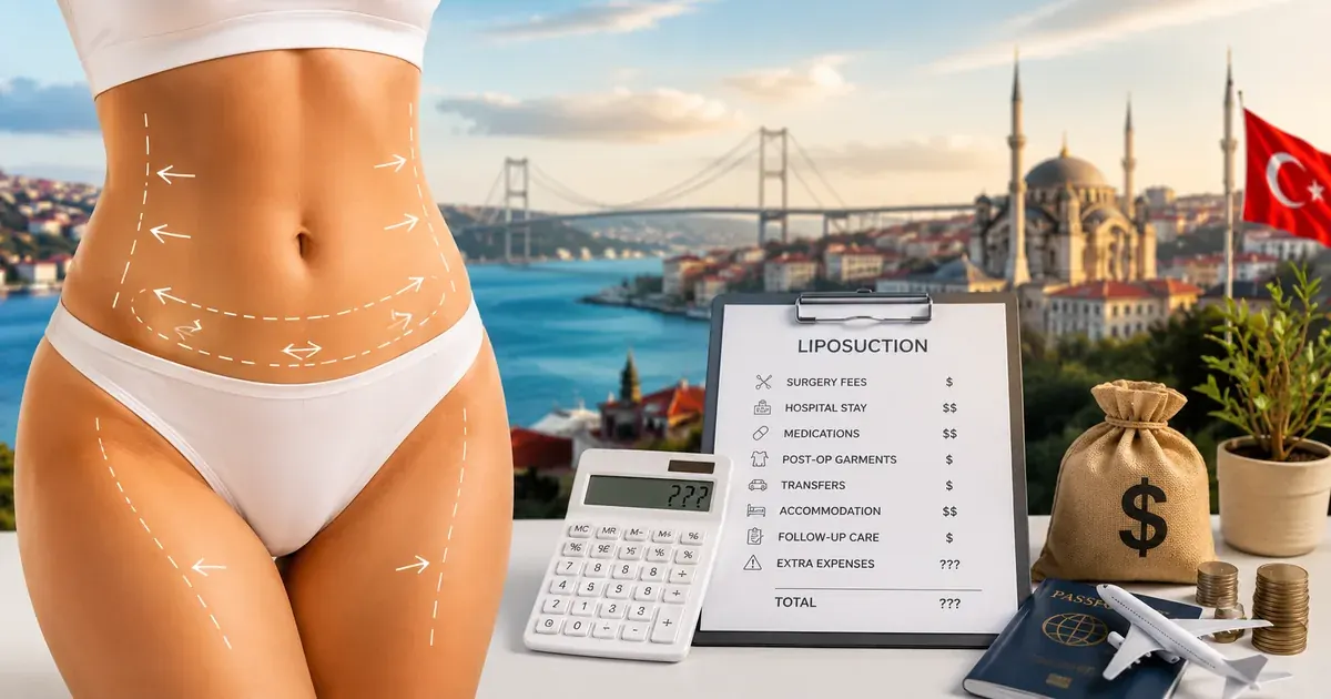 Breakdown of the true all-in cost of liposuction in Turkey — what the headline package price includes and what it leaves out
