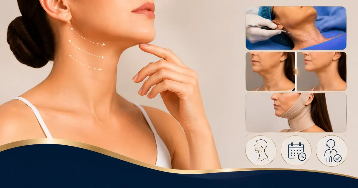 Anatomy diagram showing the submental and lateral neck fat areas targeted in neck liposuction
