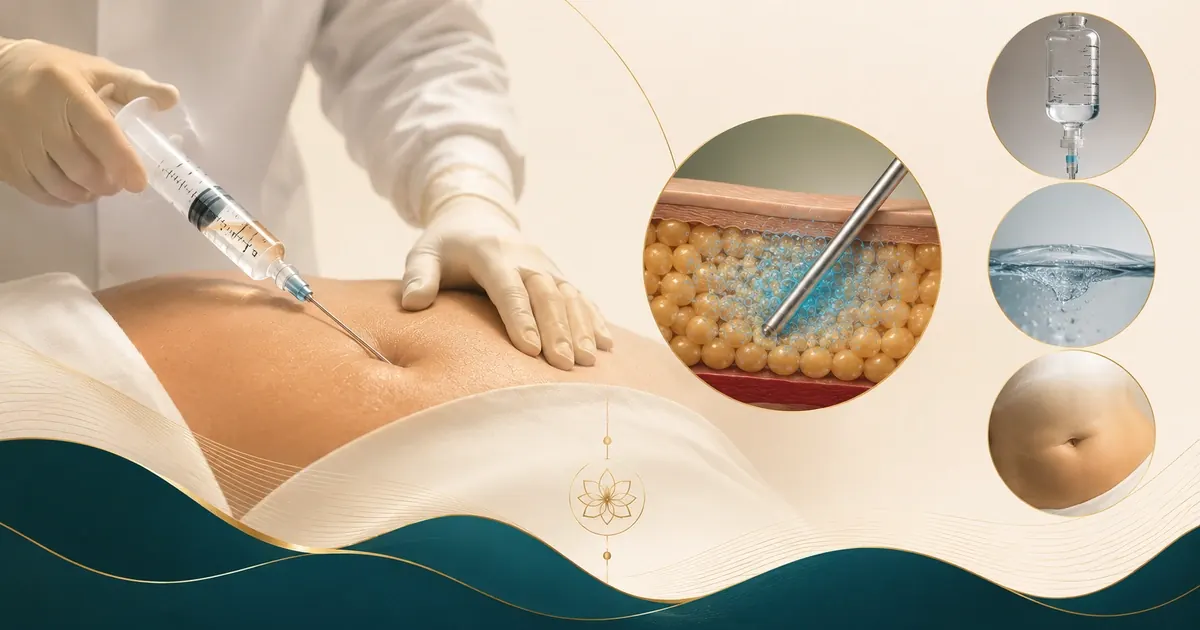 Tumescent liposuction technique showing infiltration of tumescent solution before cannula suction