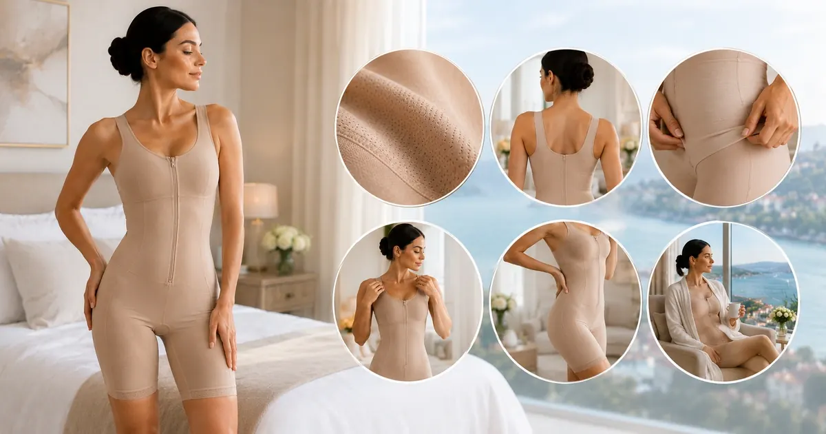 Compression garments worn after liposuction to control swelling and support skin retraction